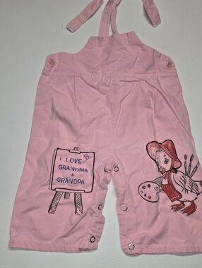 Vintage baby Girl Pink Painter Overalls 70s or early 80s see description